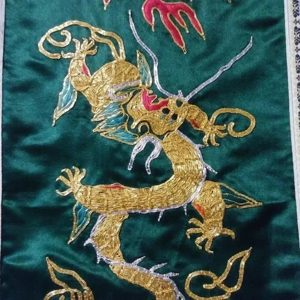 Chinese National‎ Embroidered Fire Dragon Wall Art